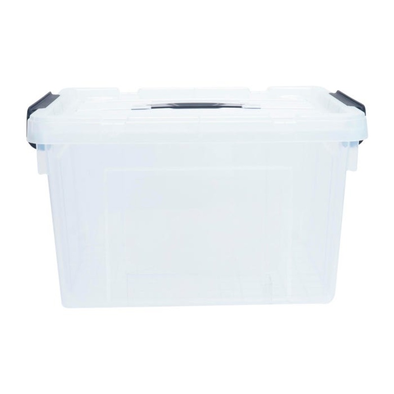SpaceExpert Small Storage Bin with Lid, 23 Quarts, Clear