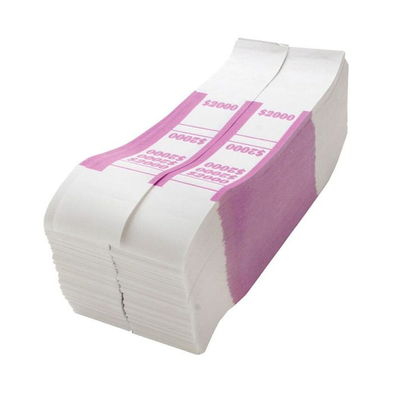 Sparco Quick-Stick Bill Strap, Kraft, White/Violet, Pack of 1000