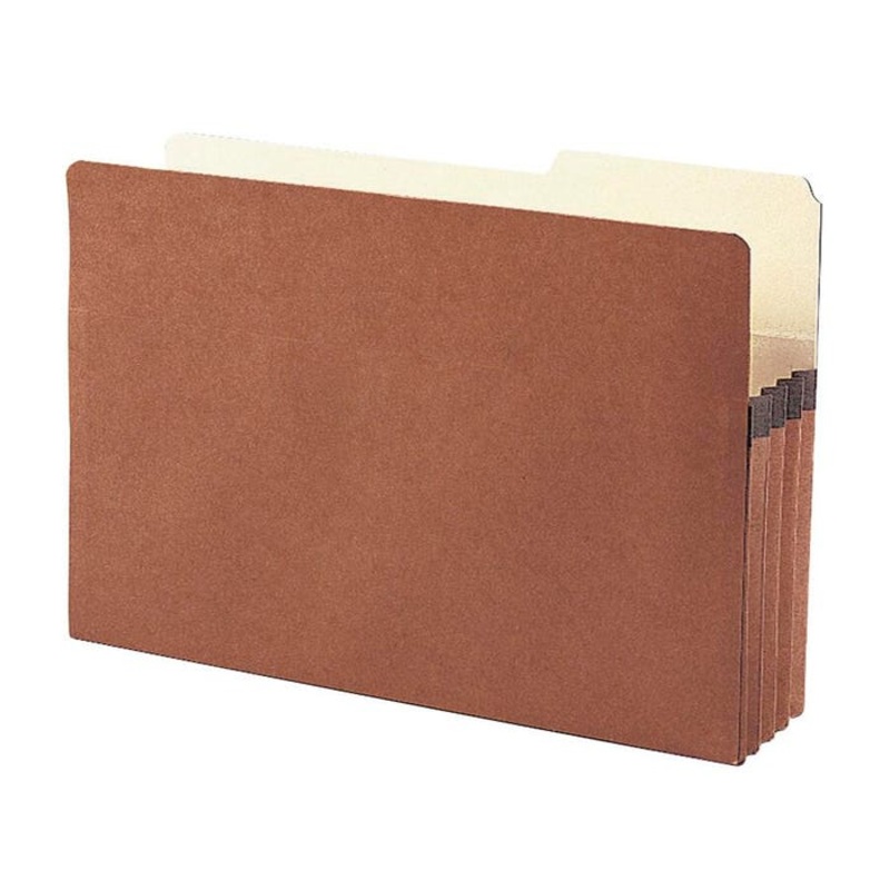 Smead File Pocket, Legal Size, 3-1/2 Inch Expansion, 2/5 Cut, Redrope, Pack of 25