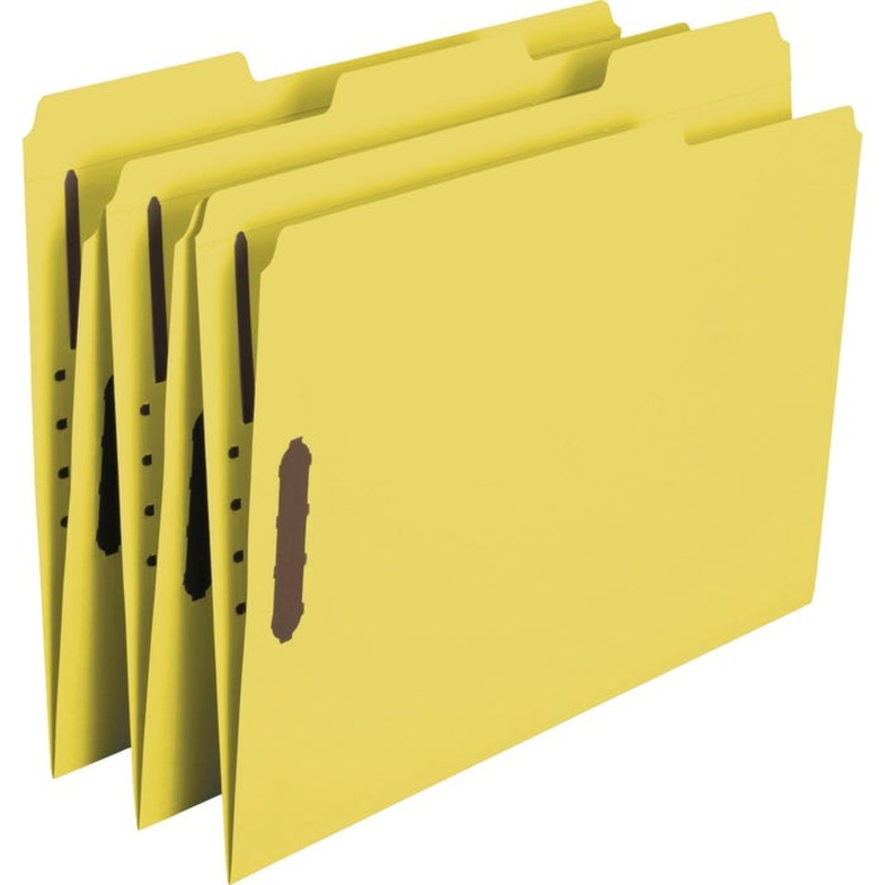 Smead Reinforced Fastener Folder, Letter Size, Yellow, Pack of 50