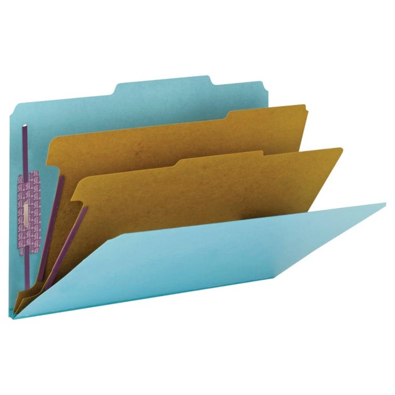 Smead SafeSHIELD Pressboard Classification Folder, Legal Size, 2 Inch Expansion, 2 Dividers, Blue, Pack of 10