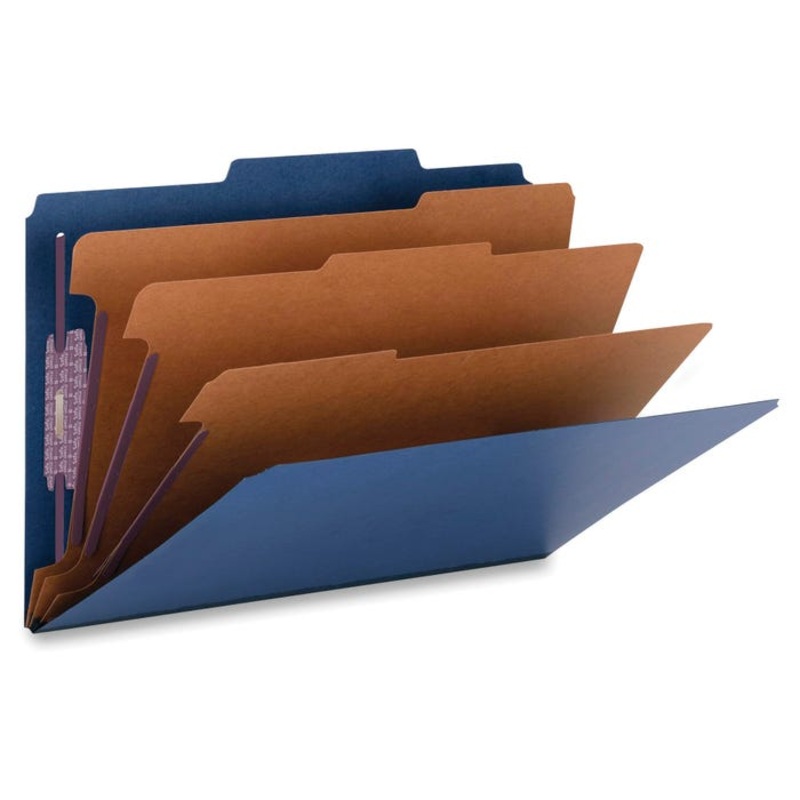 Smead SafeSHIELD Pressboard Classification Folder, Legal Size, 3 Inch Expansion, 3 Dividers, Dark Blue, Pack of 10