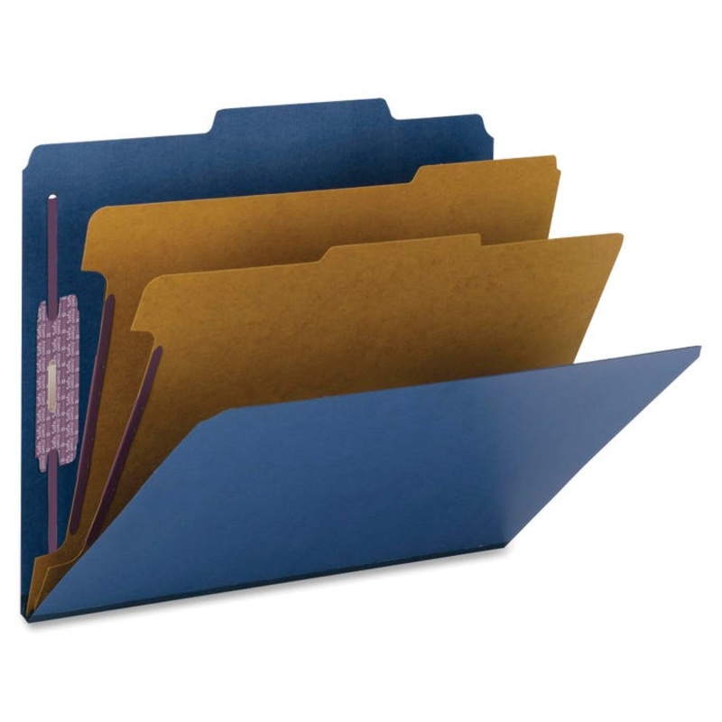 Smead SafeSHIELD Pressboard Classification Folder, Letter Size, 2 Inch Expansion, 2 Dividers, Dark Blue, Pack of 10