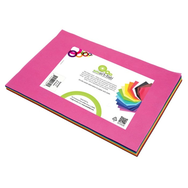 Smart-Fab Fabric Weatherproof Cut Sheet, 9 x 12 Inches, Assorted Color, Pack of 45