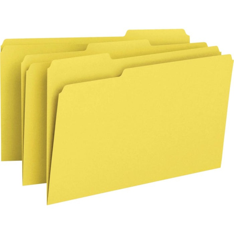 Smead File Folder, Legal Size, 1/3 Cut Tabs, Yellow, Pack of 100