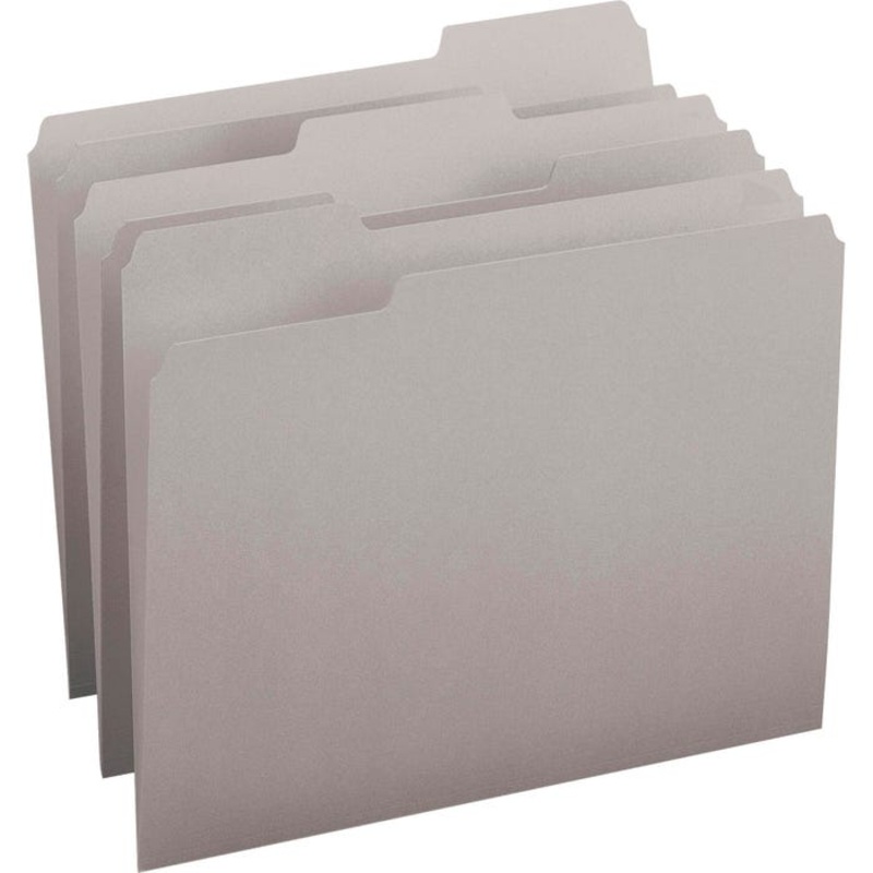 Smead File Folder, Letter Size, 1/3 Cut Tabs, Gray, Pack of 100