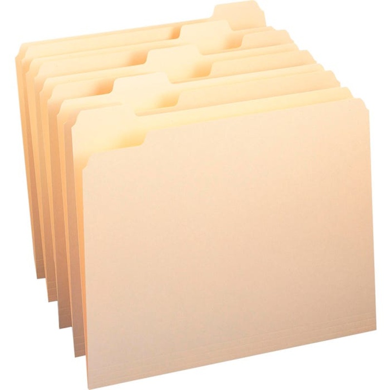 Smead File Folder, Letter Size, 1/5 Assorted Cut Tab, Manila, Pack of 100