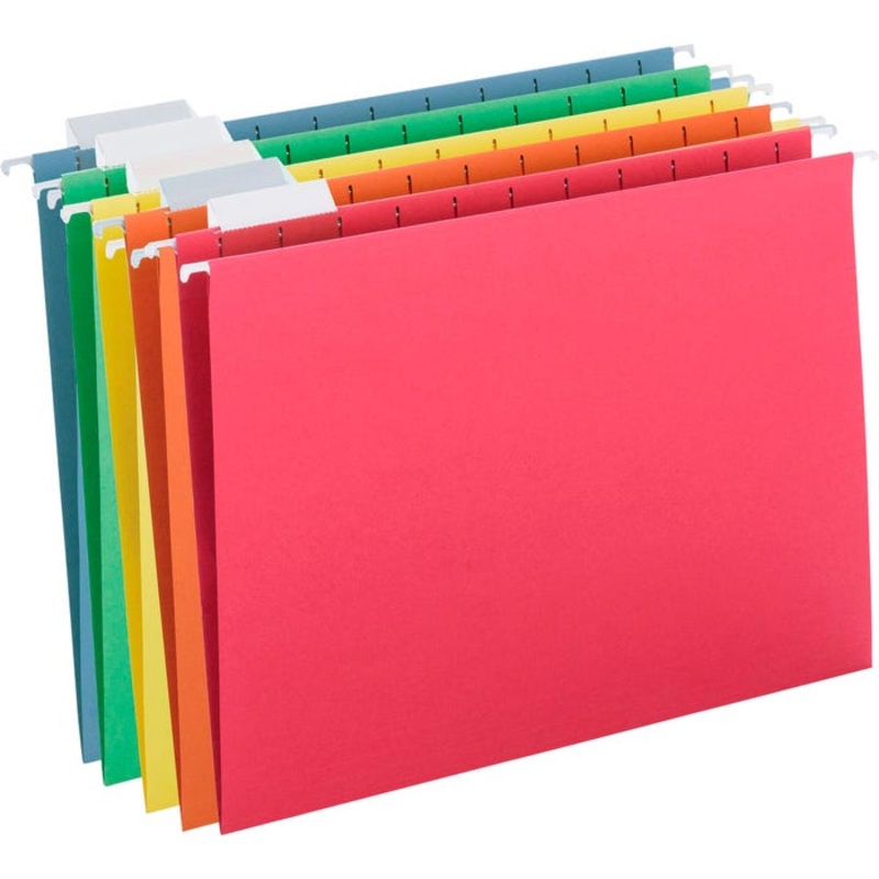 Smead Hanging File Folder, Letter Size, 1/5 Cut Tabs, Assorted Colors, Set of 25