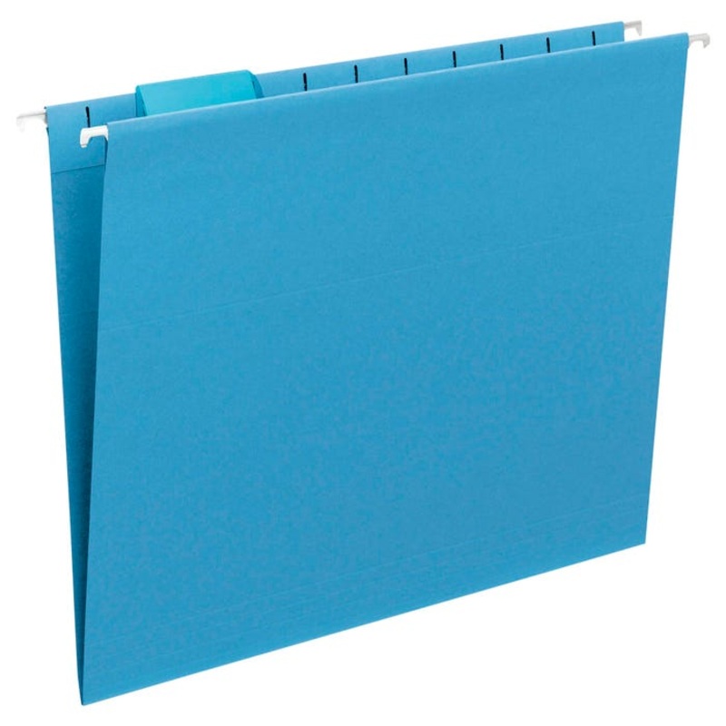 Smead Hanging File Folder, Letter Size, 1/5 Cut Tabs, Blue, Pack of 25