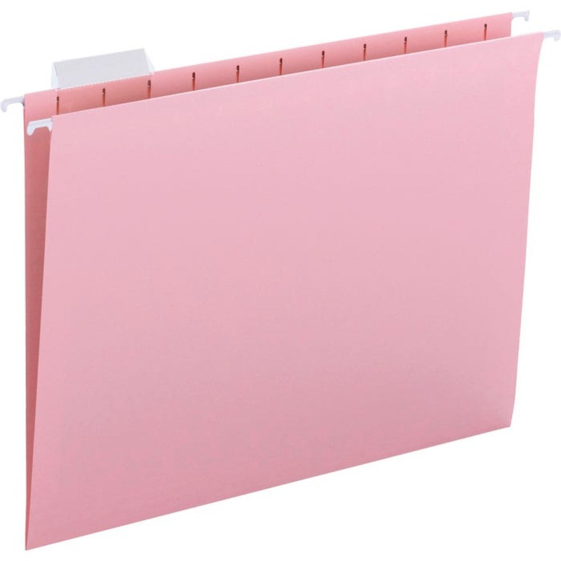 Smead Hanging File Folder, Letter Size, 1/5 Cut Tabs, Pink, Pack of 25