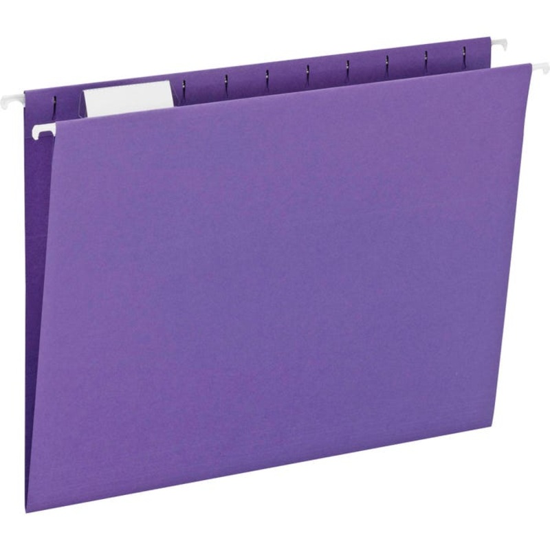 Smead Hanging File Folder, Letter Size, 1/5 Cut Tabs, Purple, Pack of 25