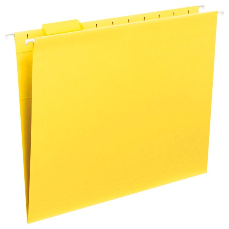 Smead Hanging File Folder, Letter Size, 1/5 Cut Tabs, Yellow, Pack of 25