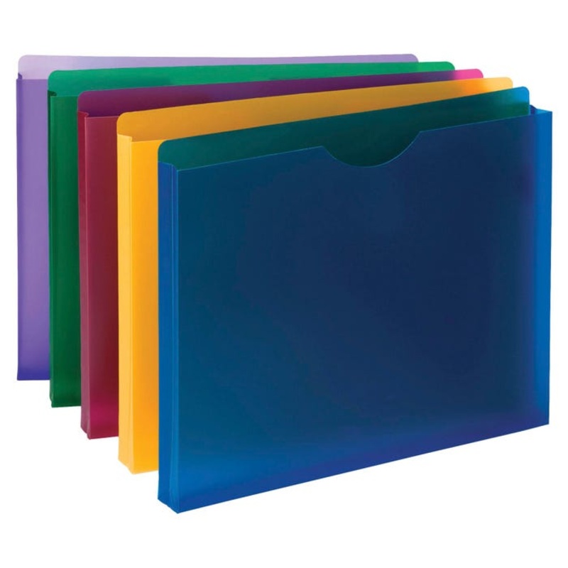 Smead Poly Slash File Jacket, Letter Size, 1 Inch Expansion, Assorted Colors, Pack of 10