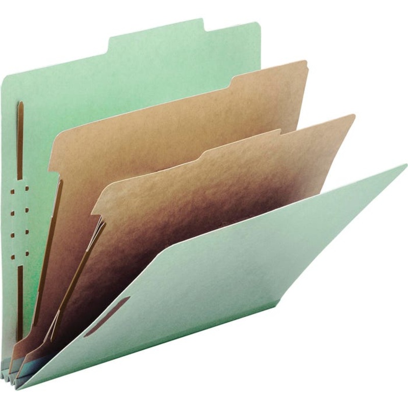Smead Pressboard Classification Folder, Letter Size, 2 Dividers, Gray/Green, Pack of 10