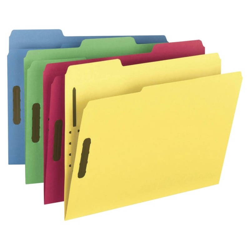 Smead Reinforced Fastener Folder, Letter Size, Assorted Colors, Pack of 50