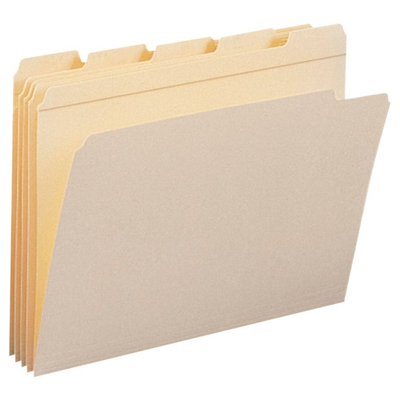 Smead Reinforced File Folder, Letter Size, 1/5 Assorted Cut, Manila, Pack of 100