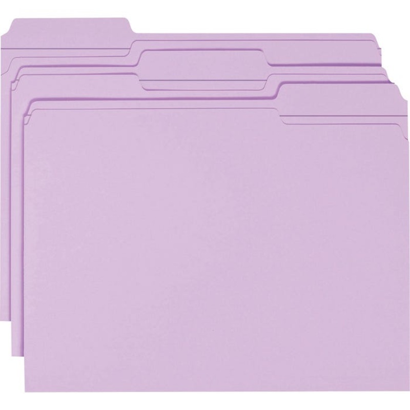Smead Reinforced File Folders, Letter Size, 1/3 Cut Tabs, Lavender, Pack of 100