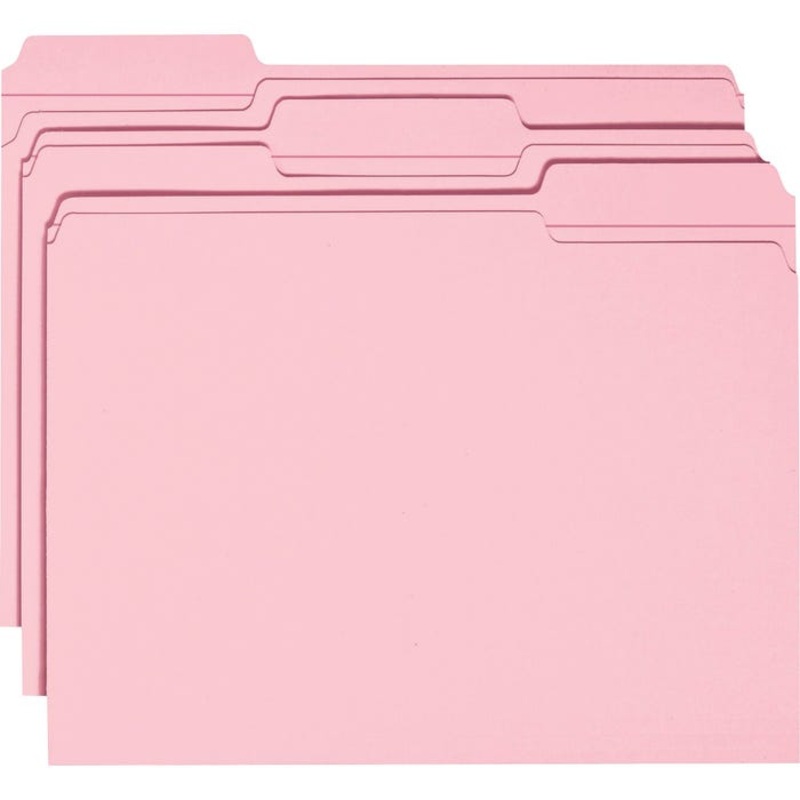 Smead Reinforced File Folders, Letter Size, 1/3 Cut Tabs, Pink, Pack of 100