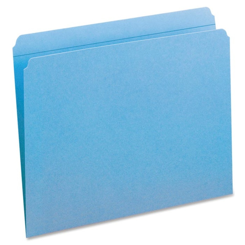 Smead Reinforced File Folders, Letter Size, Straight Cut, Blue, Pack of 100