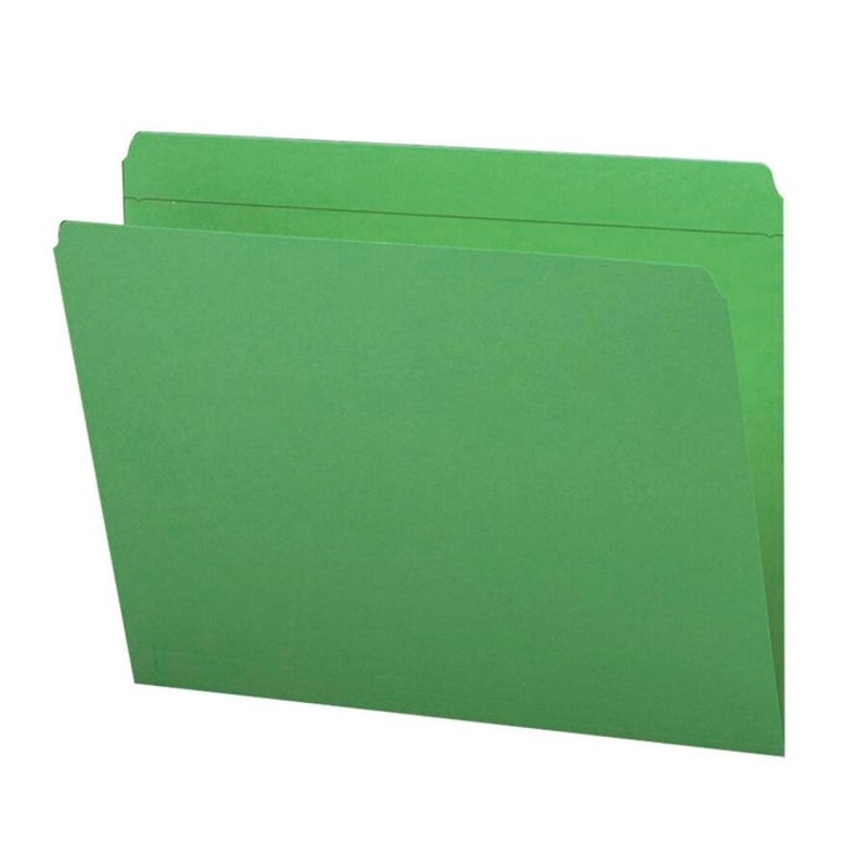 Smead Reinforced File Folders, Letter Size, Straight Cut, Green, Pack of 100