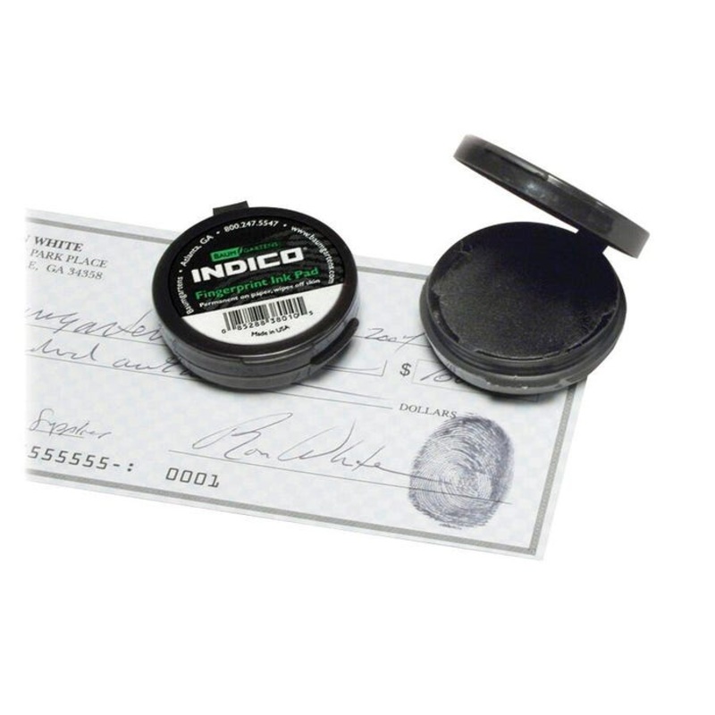 Baumgartens Fingerprint Ink Pad, 1-5/8 X 1-5/8 X 1/2 in, Black, for Use with Banks, Check Cashing