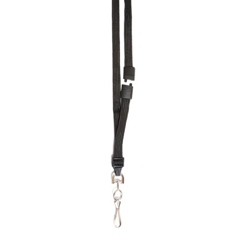 SICURIX Breakaway Adjustable Safety Lanyard with Hook, 36 x 1/4 Inches, Black, Pack of 12