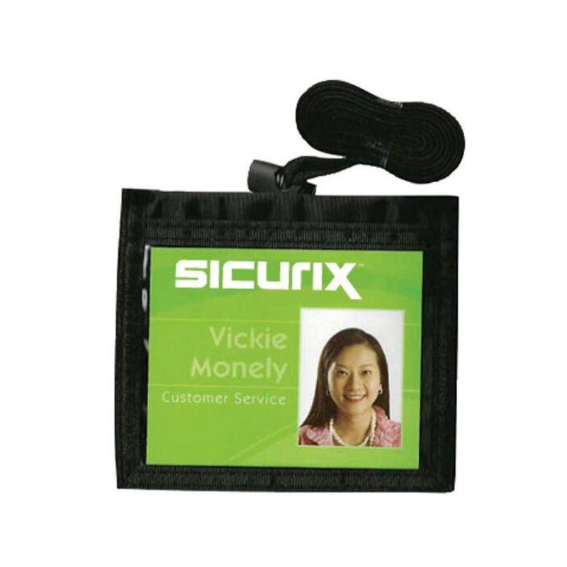 SICURIX Convention Identification Neck Pouch, 3 x 4 Inches, Nylon, Black