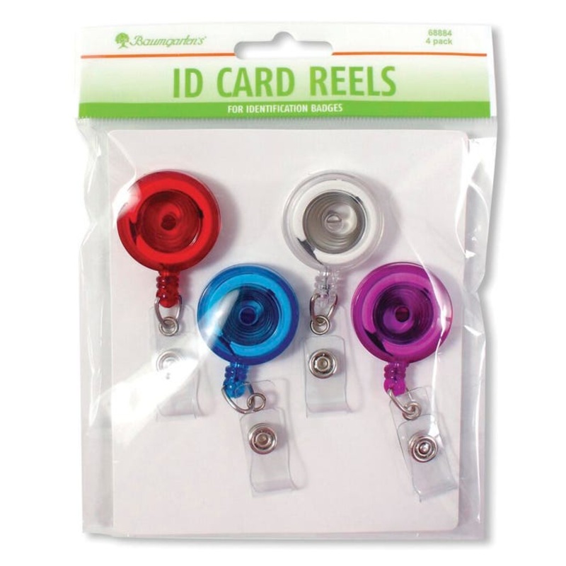 SICURIX ID Badge Reel, 30 x 1-3/4 Inch Cord, Clear, Pack of 4