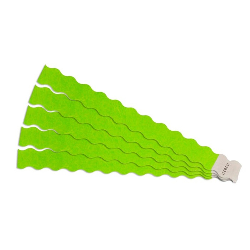 SICURIX Wristbands, Wavy, Green, Pack of 100