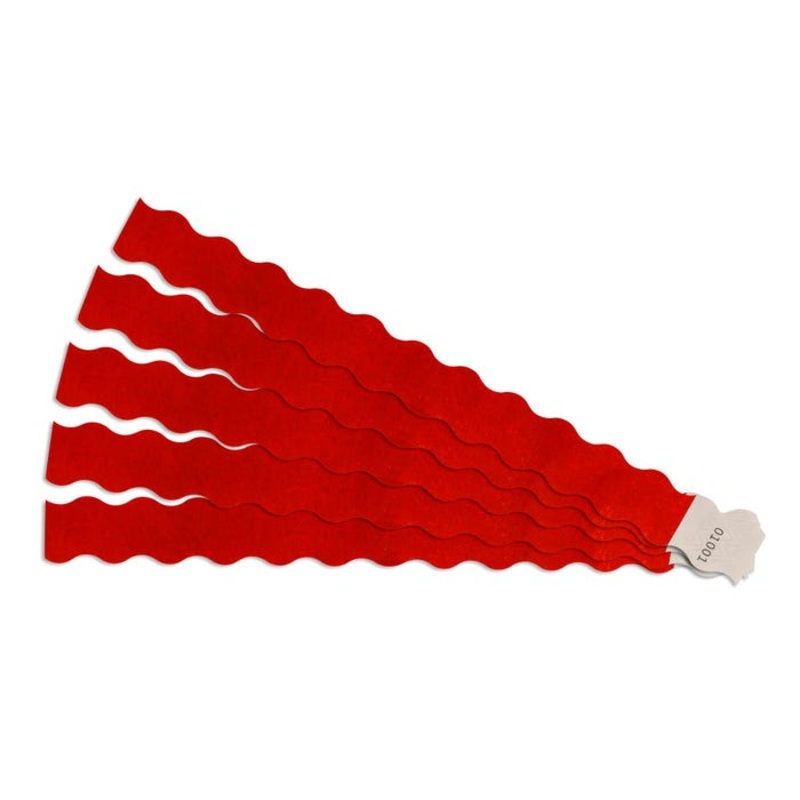 SICURIX Wristbands, Wavy, Red, Pack of 100