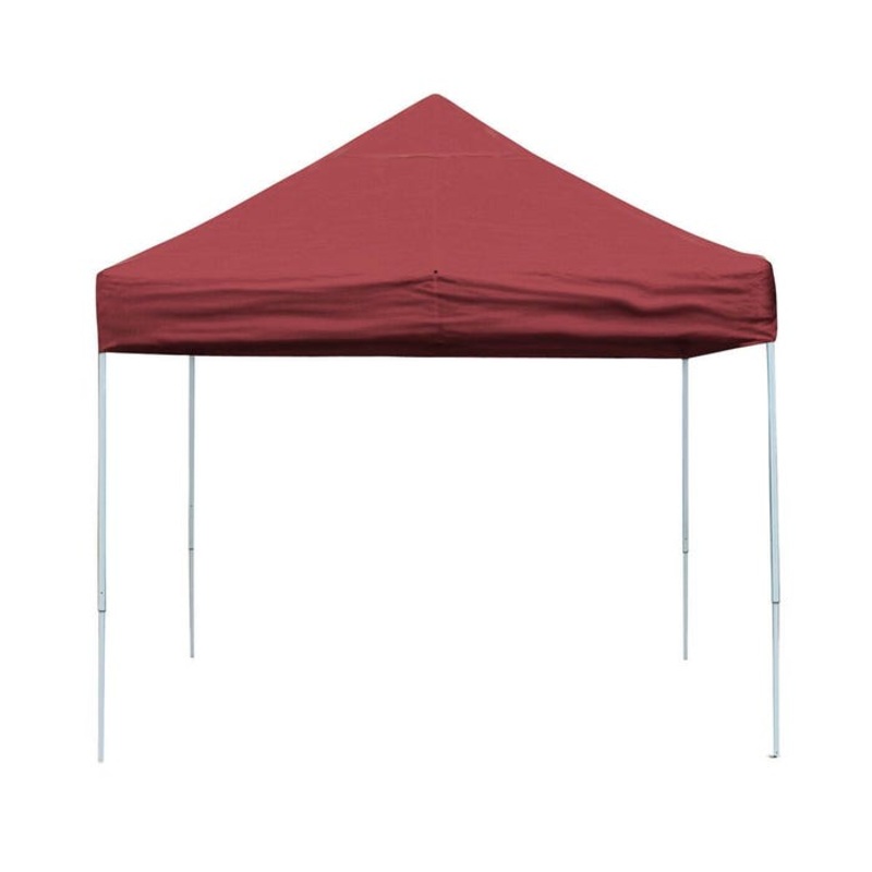 ShelterLogic Pro Pop-Up Canopy with Black Roller Bag, 10 X 10 ft, Steel, Red Cover