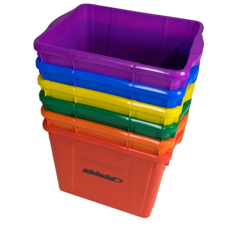 Shield Deluxe Storage Bins and Lids, Assorted Colors, Set of 6