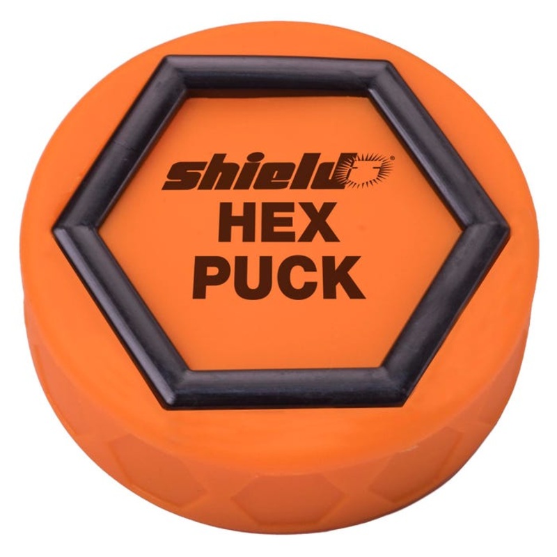 Shield Hex Puck, Orange and Black