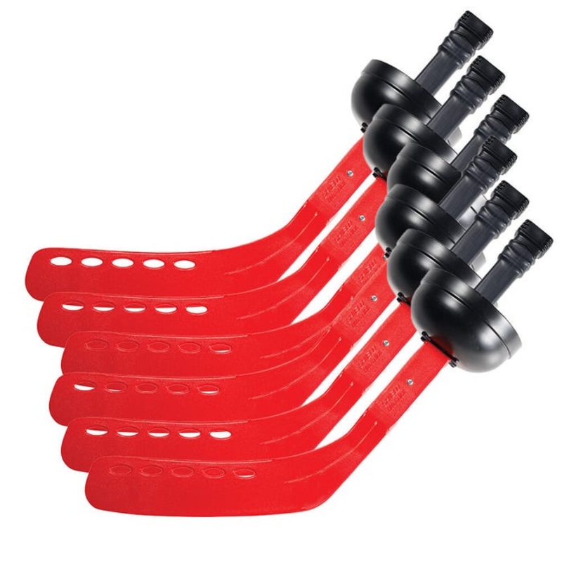 Shield Scooter Hockey Sticks with Hand Shields, 17 Inches, Red, Set of 6, Grades K to 5
