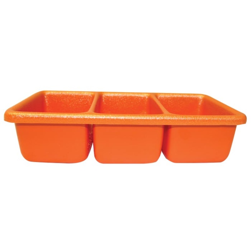 Shirley K's Storage Tray, 3 Compartment, 10-1/2 x 5-1/2 x 2-1/2 Inches, Orange