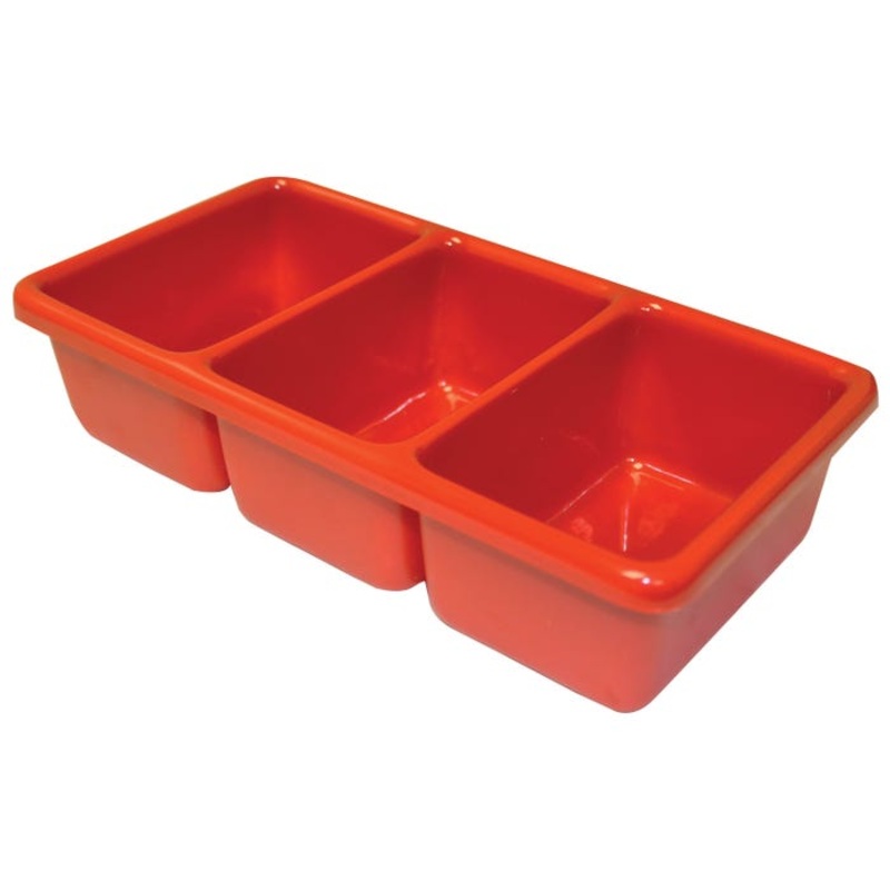 Shirley K's Storage Tray, 3 Compartment, 10-1/2 x 5-1/2 x 2-1/2 Inches, Red