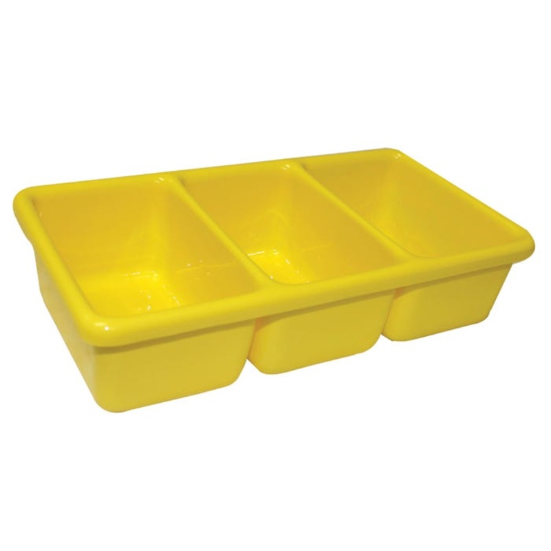 Shirley K's Storage Tray, 3 Compartment, 10-1/2 x 5-1/2 x 2-1/2 Inches, Yellow