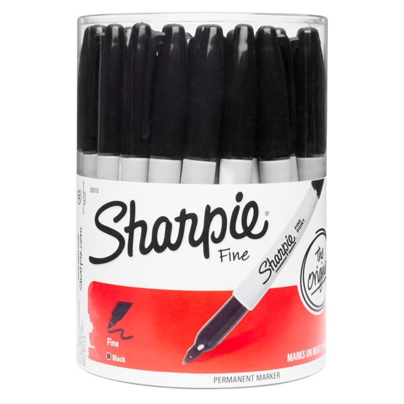 Sharpie Permanent Markers, Fine Point, Black, Pack of 36
