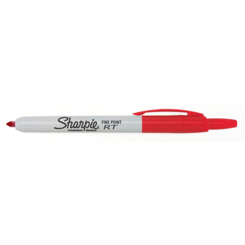 Sharpie Retractable Permanent Markers, Fine Point, Red, Pack of 12