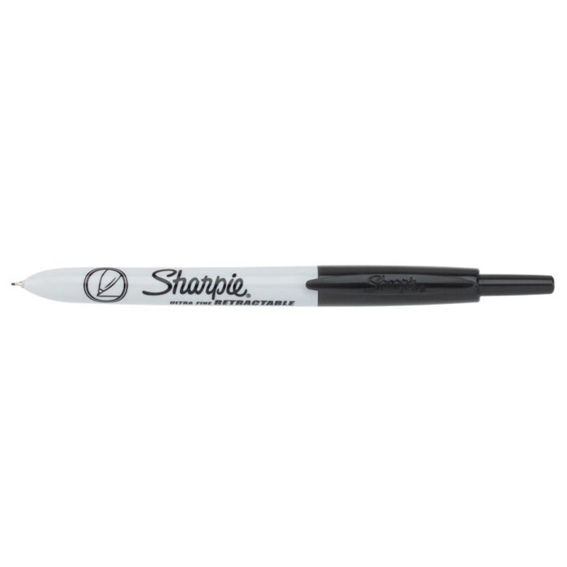 Sharpie Retractable Permanent Markers, Ultra Fine Tip, Black, Pack of 12