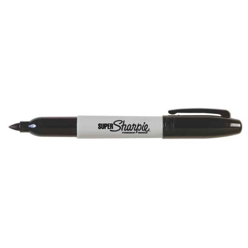 Sharpie Super Permanent Markers, Fine Point, Black, Set of 12