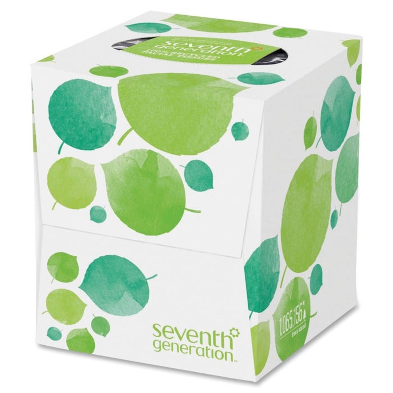 Seventh Generation 2-Ply Facial Tissue, Cube, Recycled, 85 Tissues Per Box, Carton of 36 Boxes