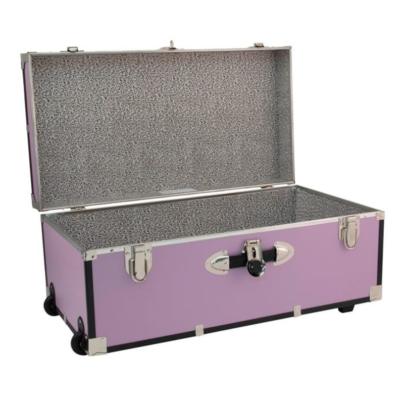 Seward Collegiate Collection Footlocker Trunk with Wheels, 30 Inches, Orchid