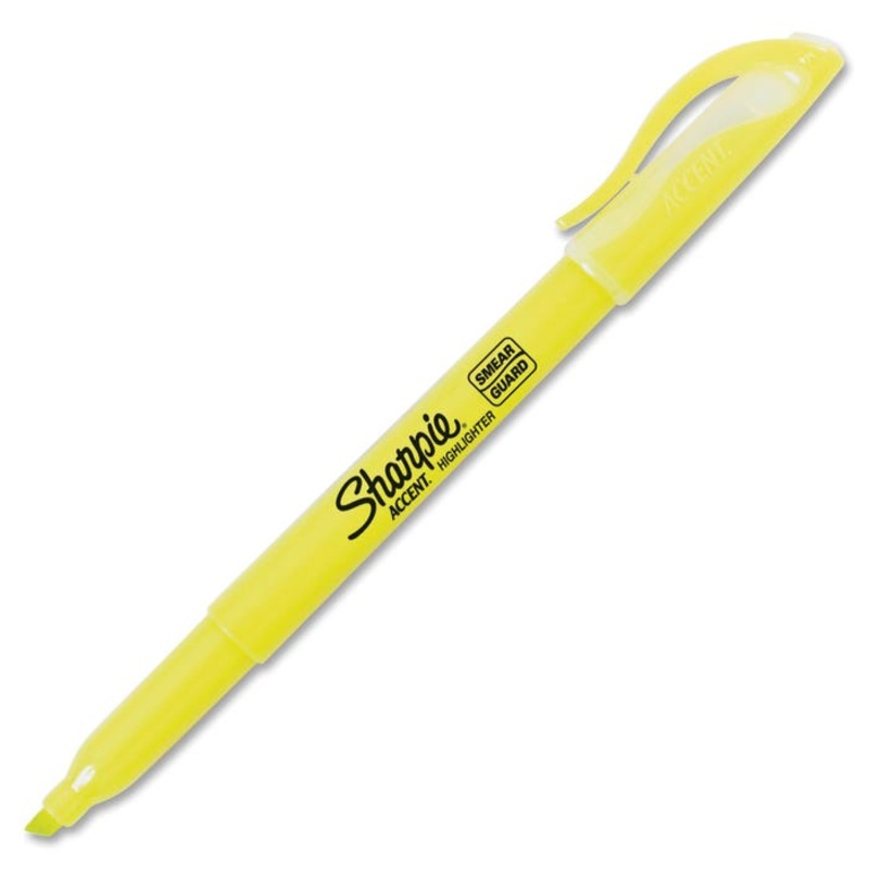 Sharpie Accent Highlighter, Narrow Chisel Tip, Fluorescent Yellow, Pack of 12