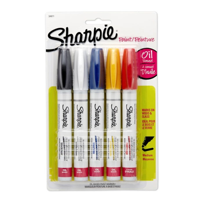 Sharpie Oil-Based Paint Markers, Medium Point, Assorted Classic Colors, Set of 5