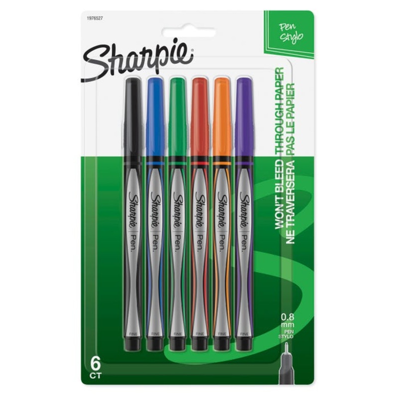 Sharpie Pens, Fine Tip, Assorted Colors, Set of 6