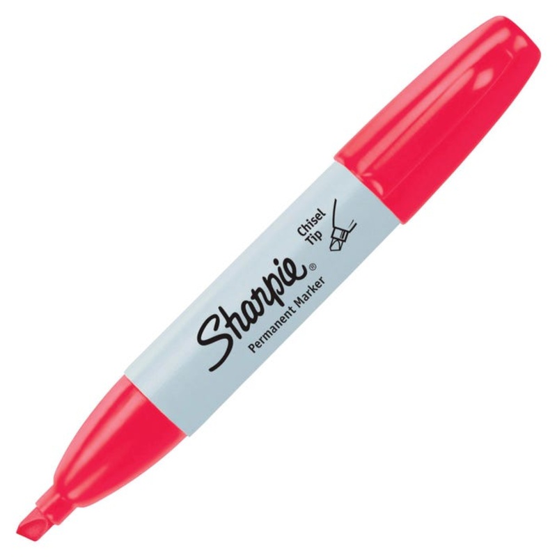 Sharpie Permanent Markers, Chisel Tip, Red, Pack of 12