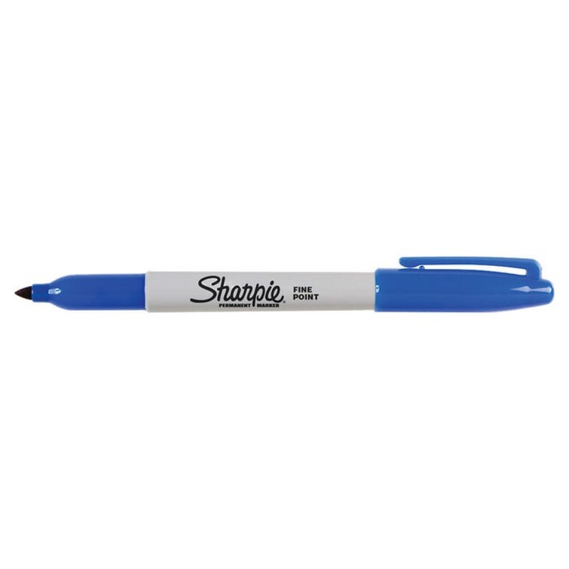 Sharpie Permanent Markers, Fine Point, Blue, Pack of 12