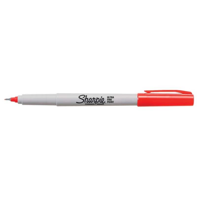 Sharpie Permanent Markers, Ultra Fine Point, Red, Pack of 12