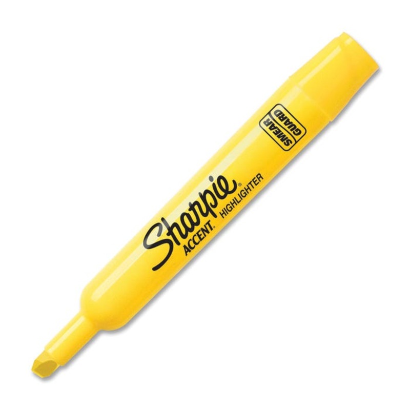 Sharpie Tank Style Highlighter, Chisel Tip, Fluorescent Yellow, Pack of 12